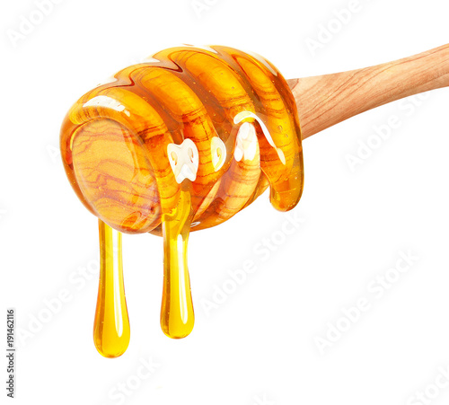 honey dripping isolated on white background