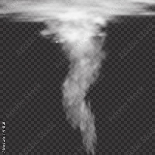 Realistic tornado swirl isolated on checkered background. Tornado cyclone swirl, twister whirlwind hurricane.