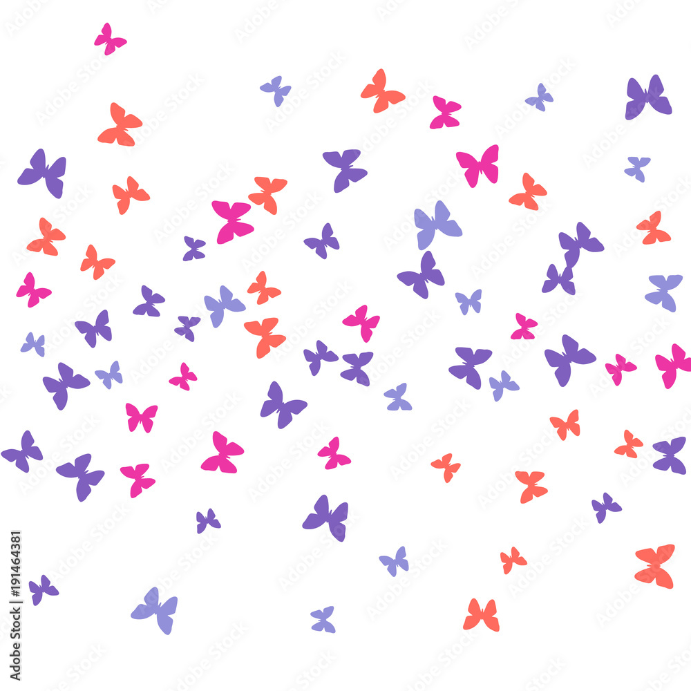 Spring Background with Colorful Butterflies. Simple Feminine Pattern for Card, Invitation, Print. Trendy Decoration with Beautiful Butterfly Silhouettes. Vector Background with Moth Spring Background with Colorful Butterflies. Simple Feminine Pattern for Card, Invitation, Print. Trendy Decoration with Beautiful Butterfly Silhouettes. Vector Background with Moth