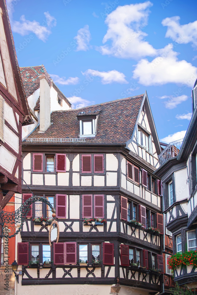 Colmar. Maisons typiques alsaciennes à colombages, Haut Rhin, Alsace. Grand Est