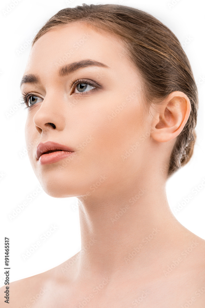 portrait of beautiful girl with clean skin, isolated on white portrait of beautiful girl with clean skin, isolated on white