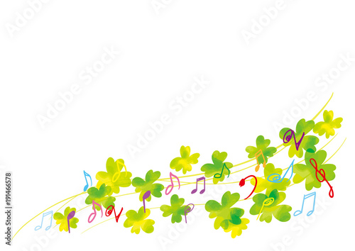 クローバー ライン 白 音符 Stock ベクター Adobe Stock