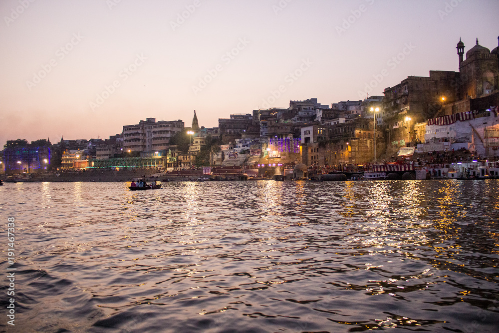 Varanasi City, Ganges River and Boats, Uttar Pradesh, India
