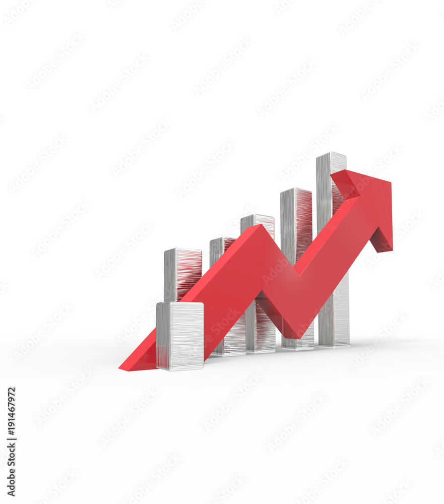Fototapeta premium Red arrow and graph. Growing business concept.3D rendering.