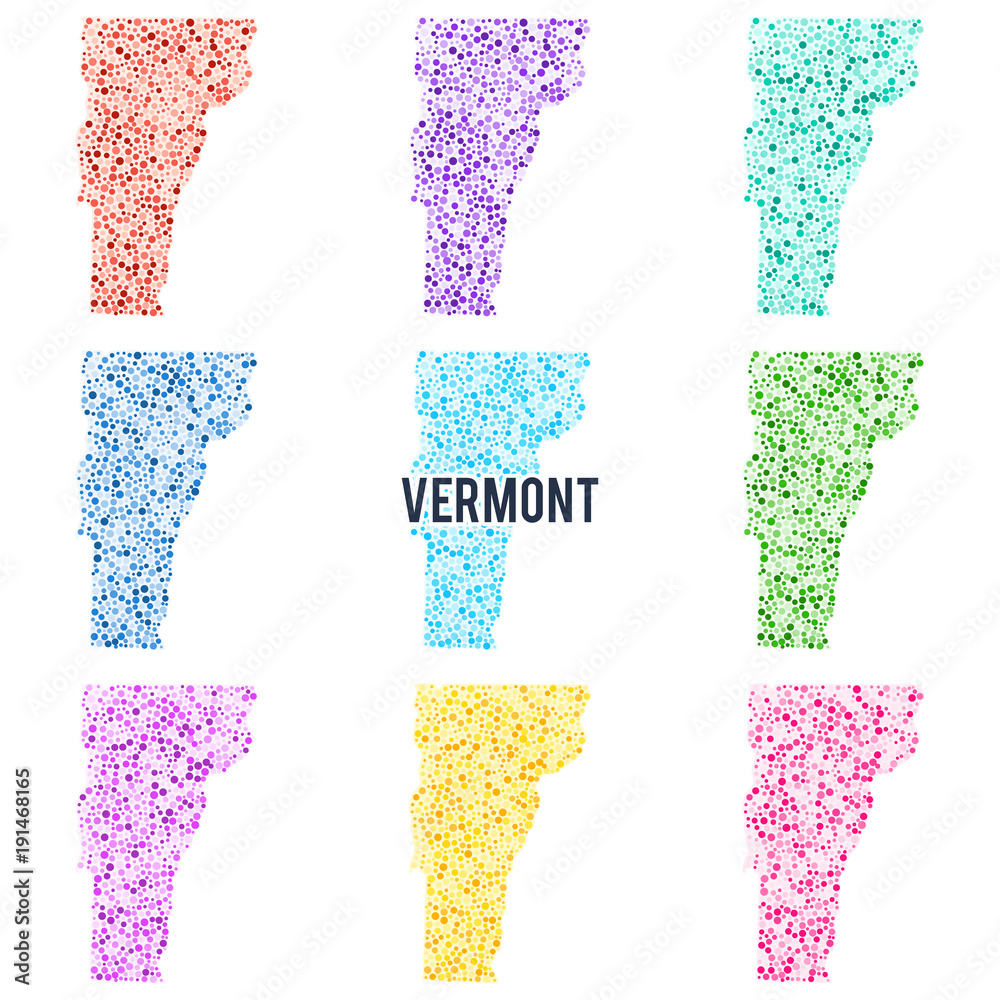 Vector colourful dotted map of the state of Vermont. Vector colourful dotted map of the state of Vermont.