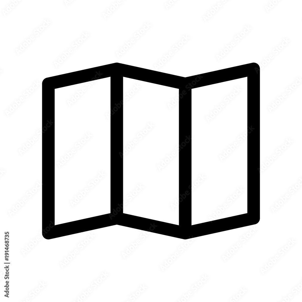 Folding paper map icon. Symbol of travelling and planning. Outline modern  design element. Simple black flat vector sign with rounded corners. Stock  Vector | Adobe Stock