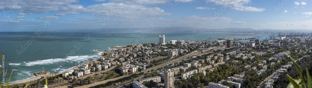 Panoramic view of Haifa bay, Israel