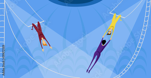 aerial acrobats in the circus