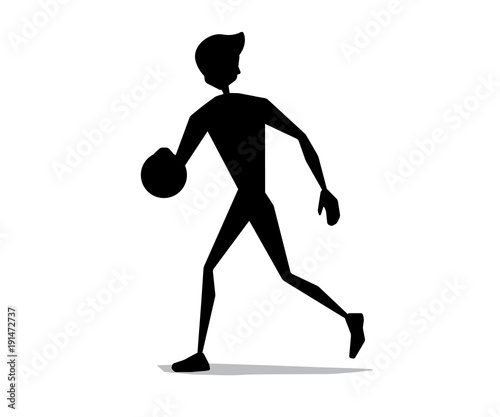basket ball man dribbling silhouette cartoon design