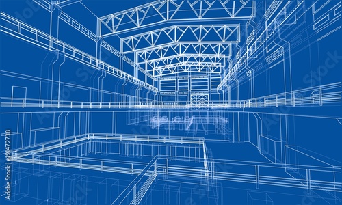 Warehouse sketch. Vector