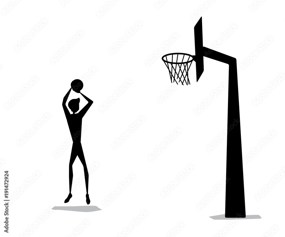 basket ball man shooting silhouette cartoon design