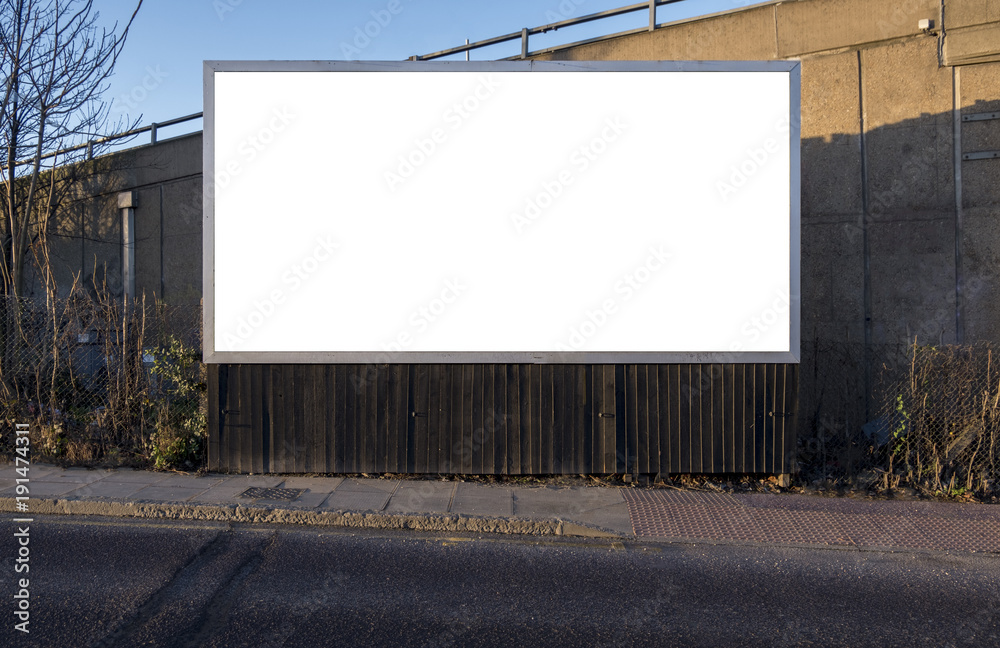 Billboard blank near road pavement for outdoor advertising poster or blank billboard for advertisement Billboard blank near road pavement for outdoor advertising poster or blank billboard for advertisement