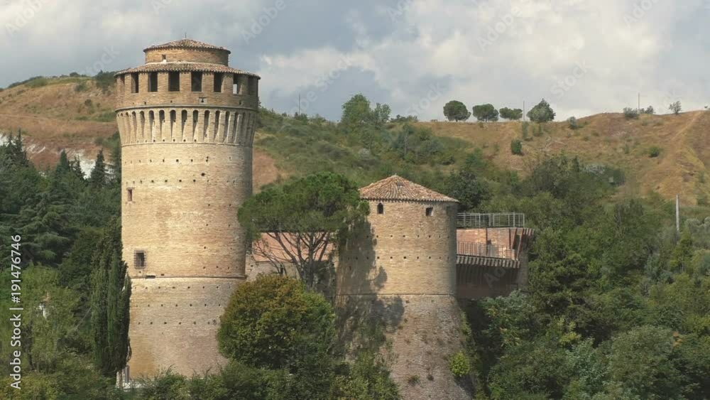 Medieval castle towers in Brisighella, a small town immersed in the ...