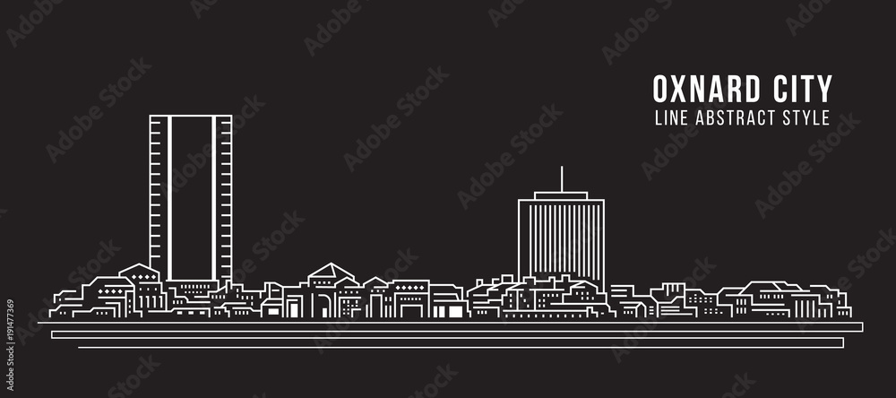 Cityscape Building Line art Vector Illustration design - oxnard city