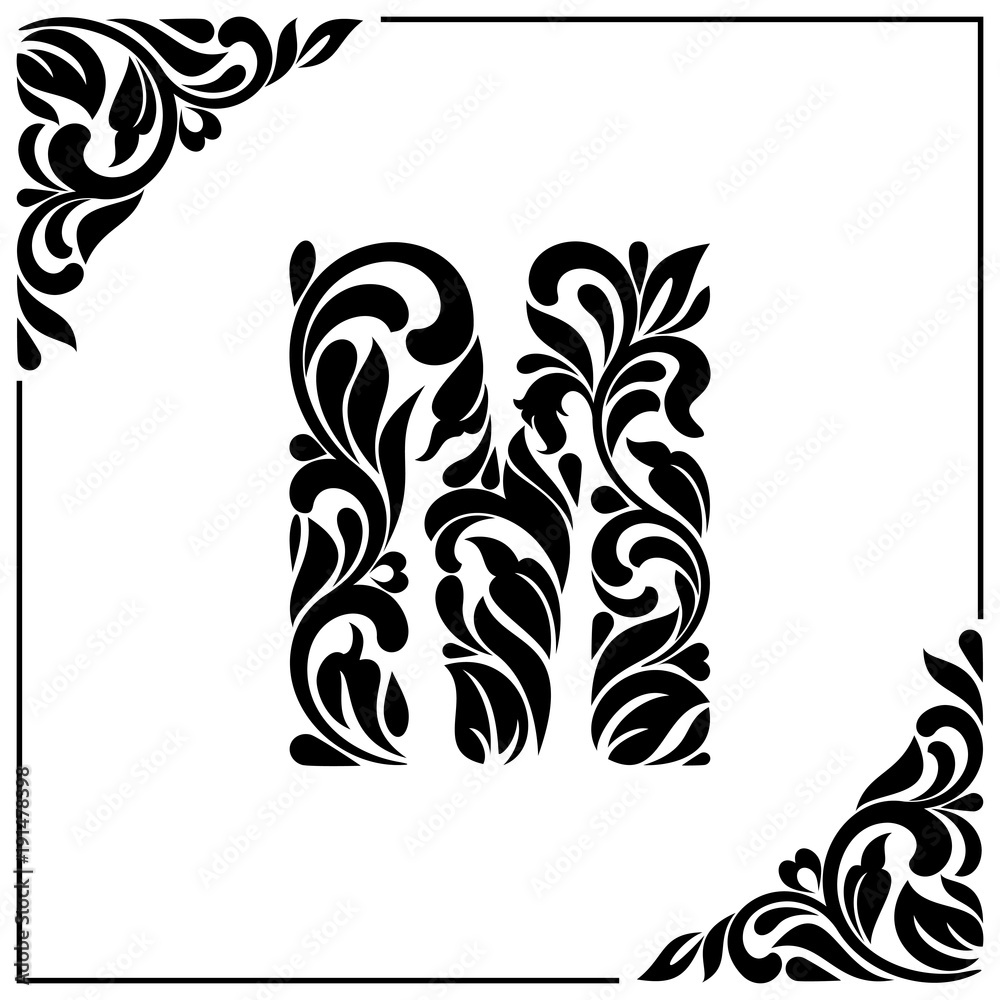 Vector Vintage floral monogram letter M.... - Stock Illustration [62509295]  - PIXTA