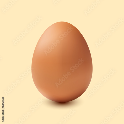 Brown egg on a beige background with a light shadow