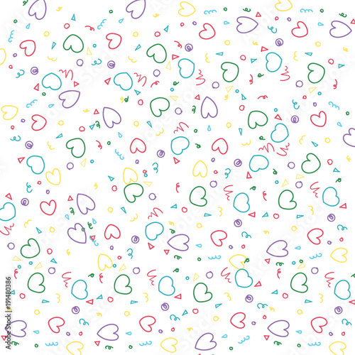 Vector of kids pattern heart doodle on white background