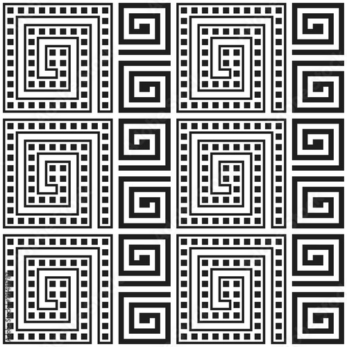 Seamless vector repeating pattern. Fashion textile print with greek design. Greece meander fabric background.