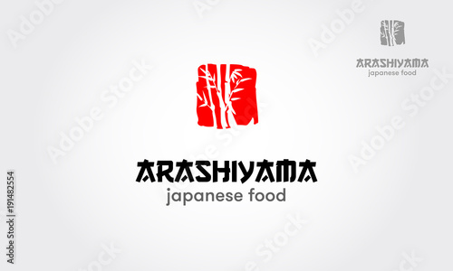 Arashiyama Japanese Food Vector Logo Template. Japanese food vector logo illustration. Arashiyama bamboo forest style logo design. 