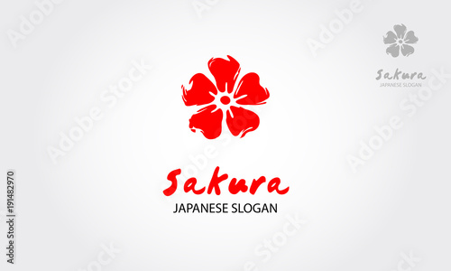 Sakura Japanese Logo Template. This is a minimalist modern logo featuring a floral. It would be match for a variety of businesses, especially those to cosmetics, ecology, health, flowers, and others.