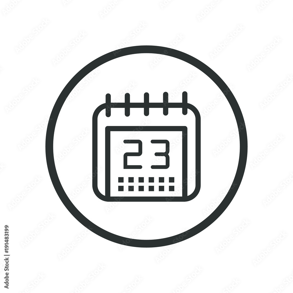 Black and white linear icon of the calendar