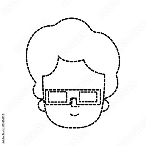 dotted shape man with hairstyle design and 3d glasses