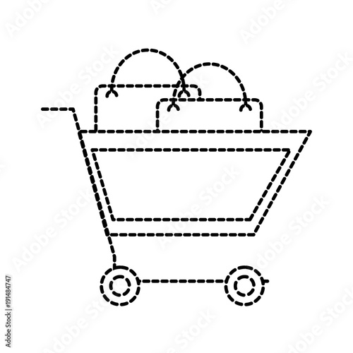 dotted shape shopping car with market buy bag