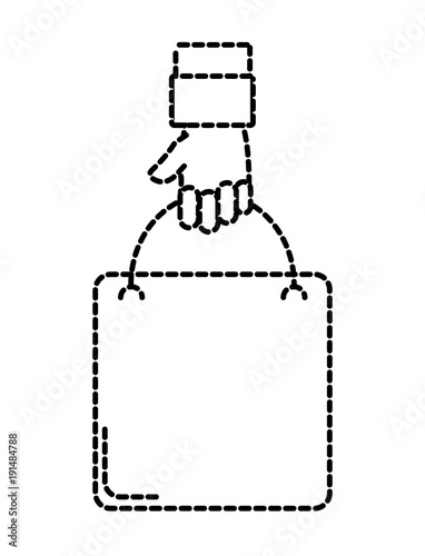 dotted shape man hand with shopping bag market
