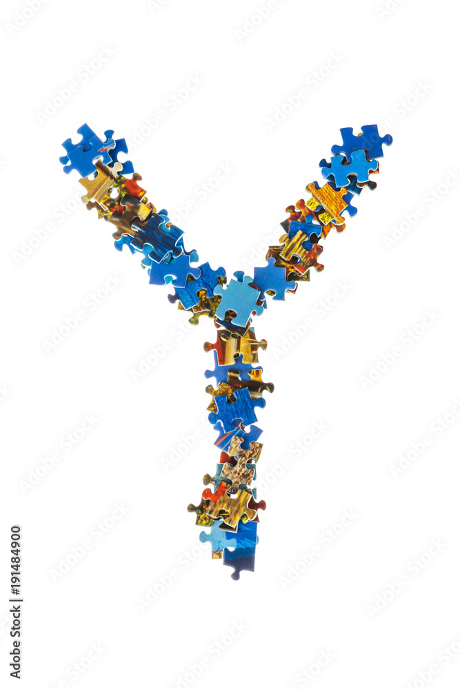 Letter Y made of puzzle pieces
