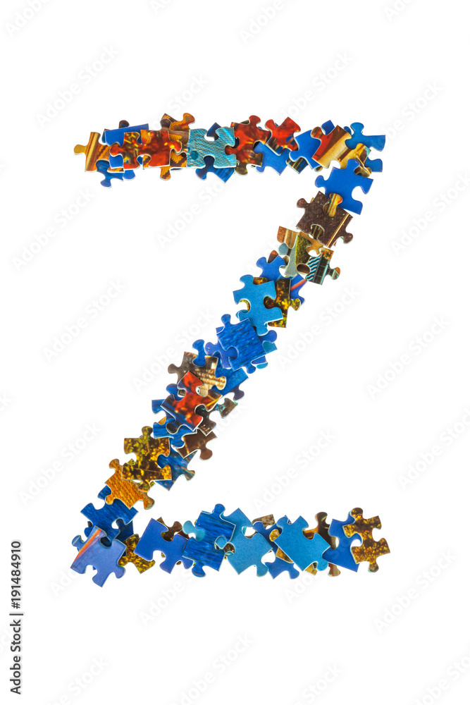 Letter Z made of puzzle pieces
