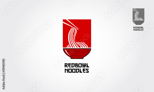 The Red bowl Noodles logo templates, suitable for any business related to ramen, noodles, fast food restaurants, Korean food, Japanese food or any other business on a red background