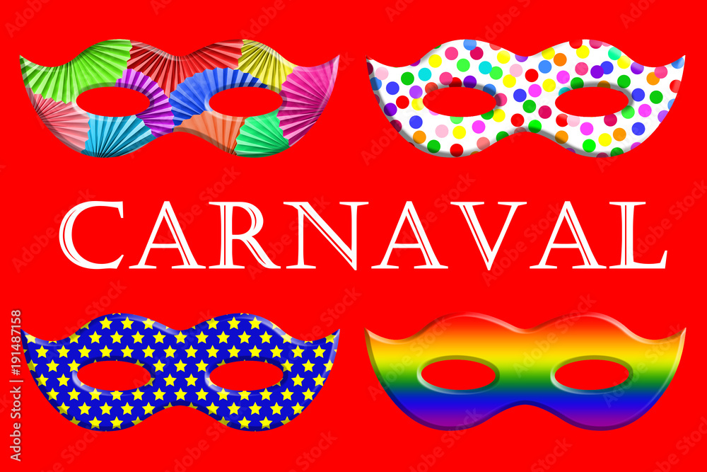 Cartel de carnaval con máscaras Cartel de carnaval con máscaras