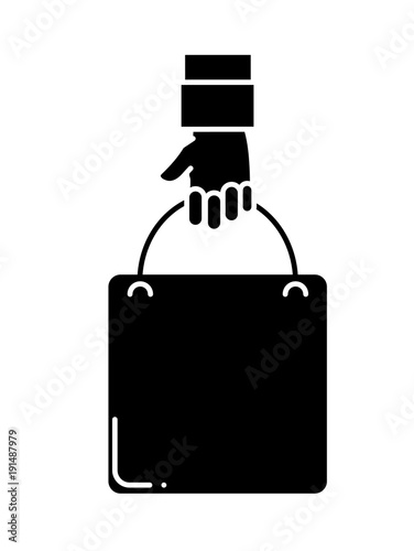 silhouette man hand with shopping bag market