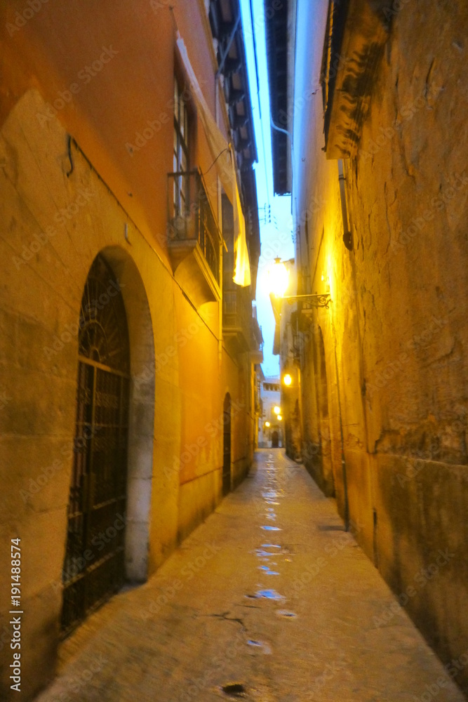 Calle de Palma, capital de la isla española de Mallorca, ciudad turística situada en el oeste del mar Mediterráneo en las Islas Baleares (España)