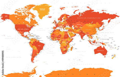 Mapa polityczna świata kolorowy wektor