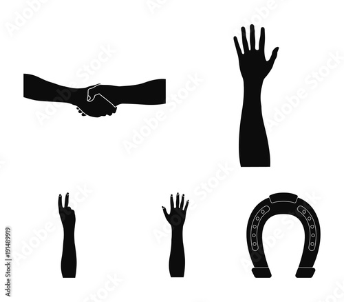 Sign Language black icons in set collection for design.Emotional part of communication vector symbol stock web illustration.