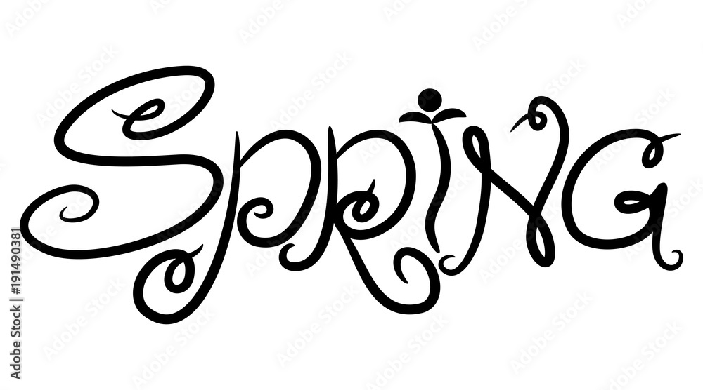 Spring black text on white background. Spring black text on white background.