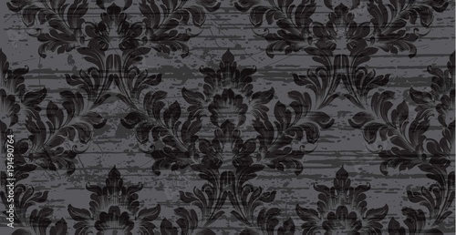 Baroque pattern texture Vector. Royal fabric background. Luxury background decor complete black colors