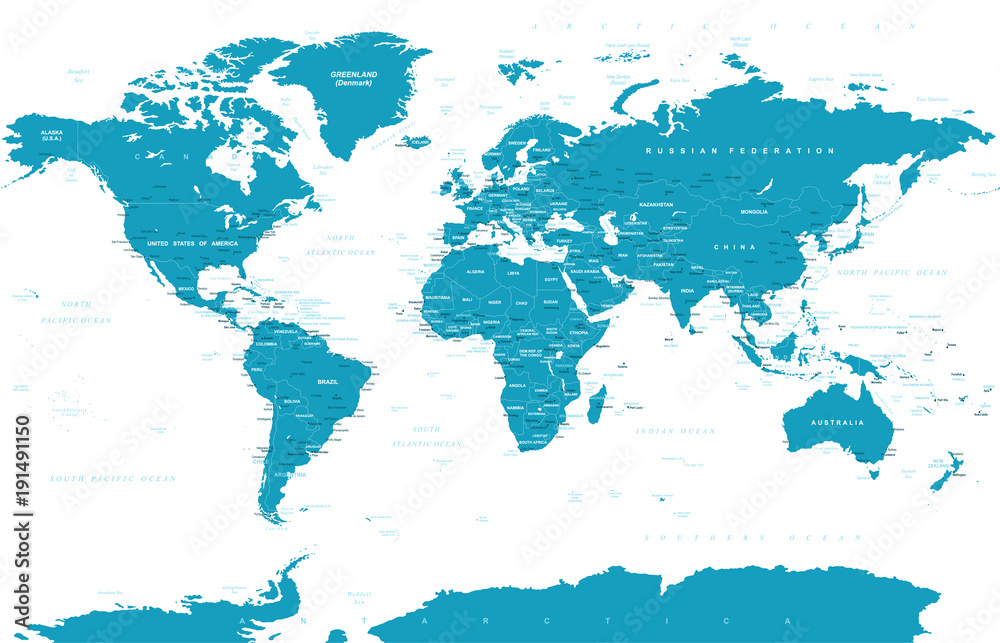 Obraz Polityczne kolorowe mapa świata wektor