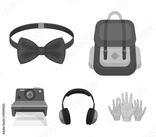 Hipster, fashion, style, subculture .Hipster style set collection icons in monochrome style vector symbol stock illustration web.