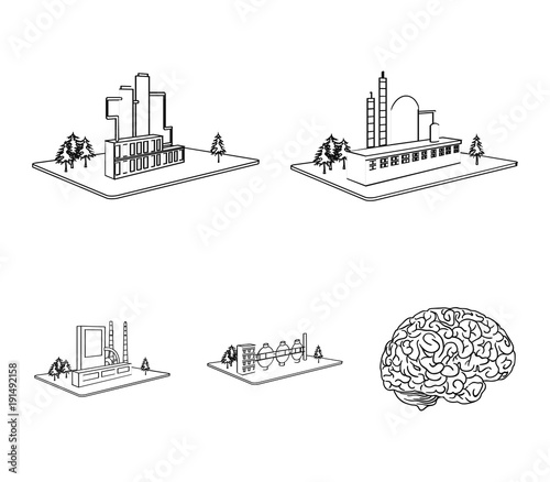 Processing factory,metallurgical plant. Factory and industry set collection icons in outline style isometric vector symbol stock illustration web.
