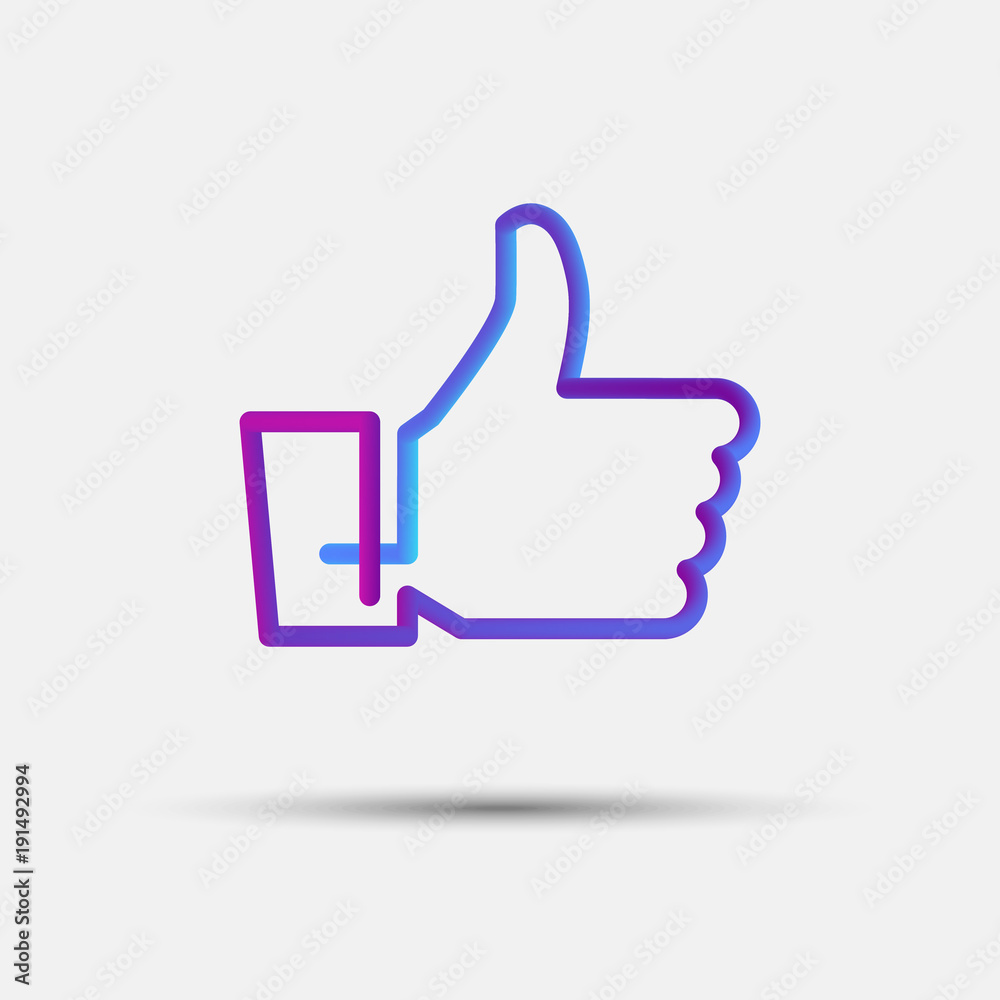 Hand like, thumb up blended interlaced creative line icon Hand like, thumb up blended interlaced creative line icon
