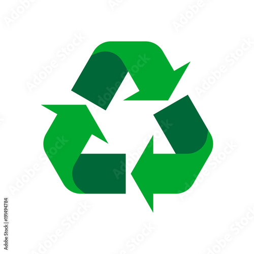 Green triangular isolated vector recycle icon