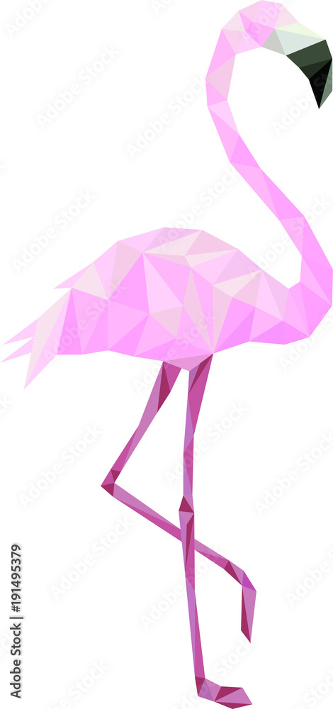 Pink low poly flamingo