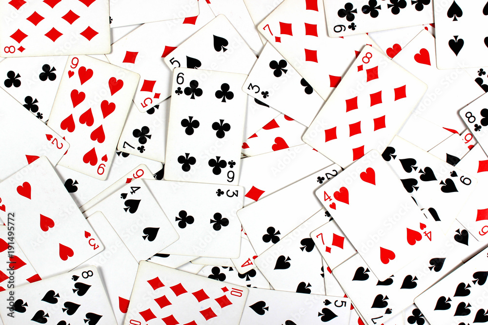 Red and black playing cards as background Red and black playing cards as background