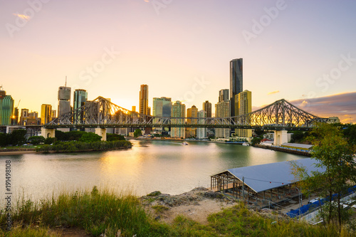 Brisbane City at twilight including the Story Bridge