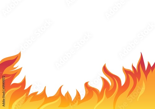 Fire flame vector illustration, isolated on white background.