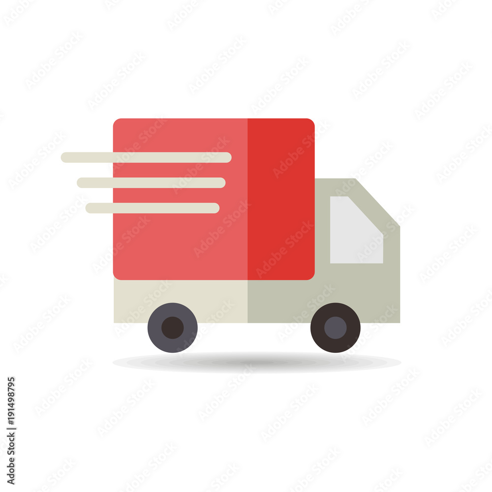 Fast shipping delivery truck flat icon Fast shipping delivery truck flat icon