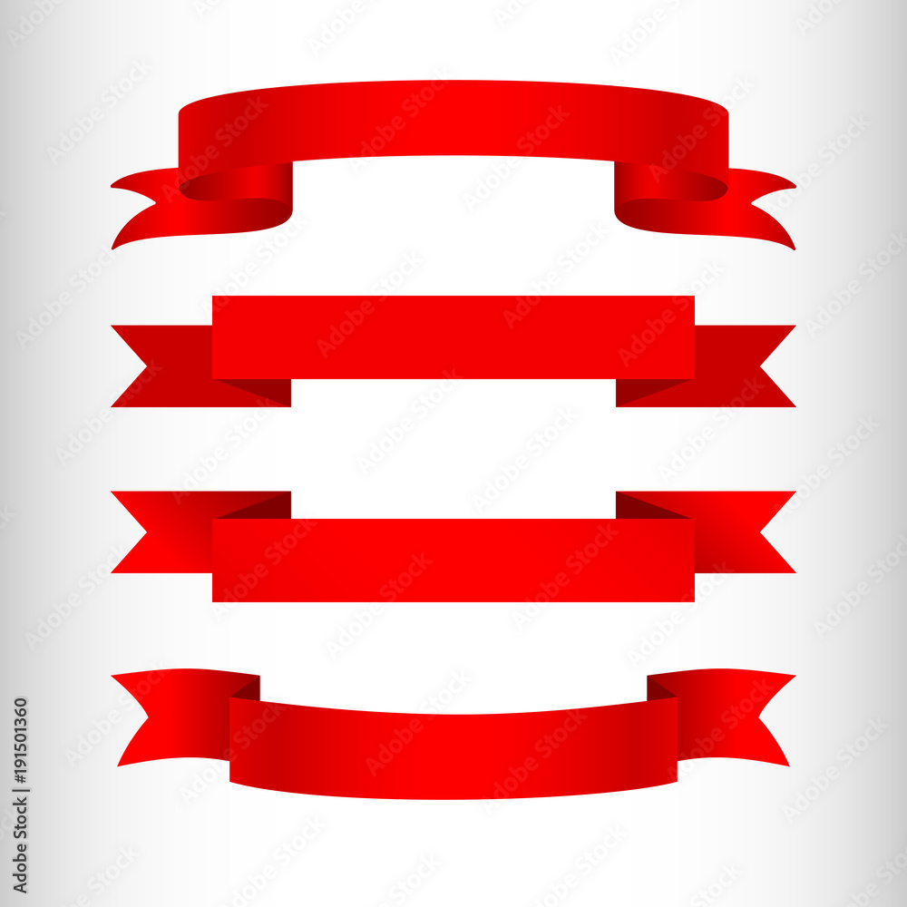 Red ribbons on a light background Isolated Element of design of advertising banners posters A set of ribbons for sales web shops business promotion Empty template Creative ribbon icon Vector Red ribbons on a light background Isolated Element of design of advertising banners posters A set of ribbons for sales web shops business promotion Empty template Creative ribbon icon Vector