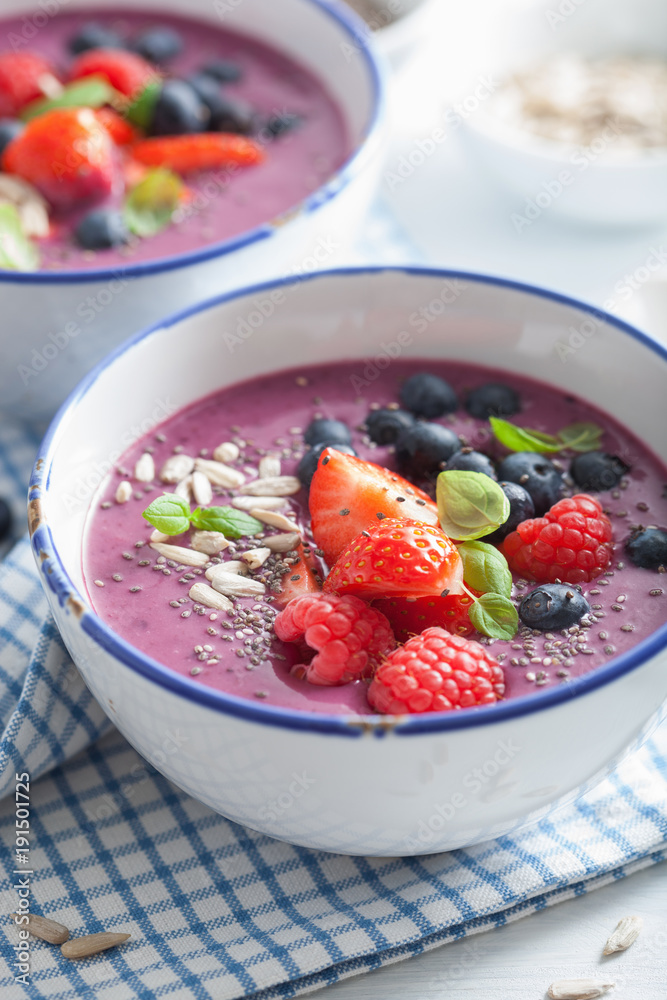 healthy berry smoothie bowl with strawberry blueberry raspberry and chia seed healthy berry smoothie bowl with strawberry blueberry raspberry and chia seed